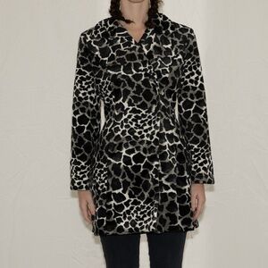 Y2k leopard print coat pea coat style size small rampage polyester